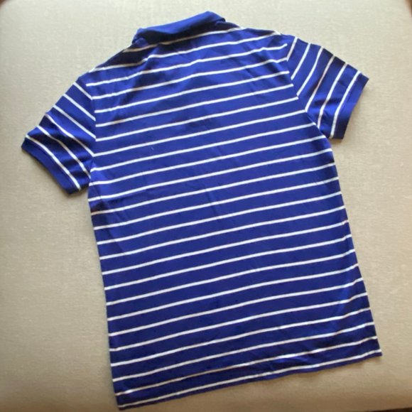 Polo New Men's Blue Dolphin/White Stripe & Pink/Blue Stripe Pima Interlock Shirt - Picture 15 of 15
